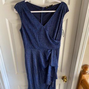 MIUSOL Ruffle Trim Split Thigh Glitter Prom Dress, Wedding, Formal